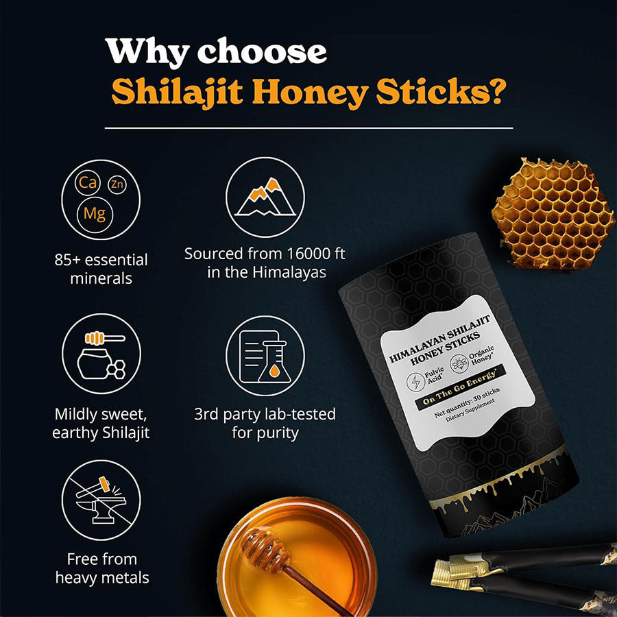 Saffron Shilajit Honey Wellness Sticks