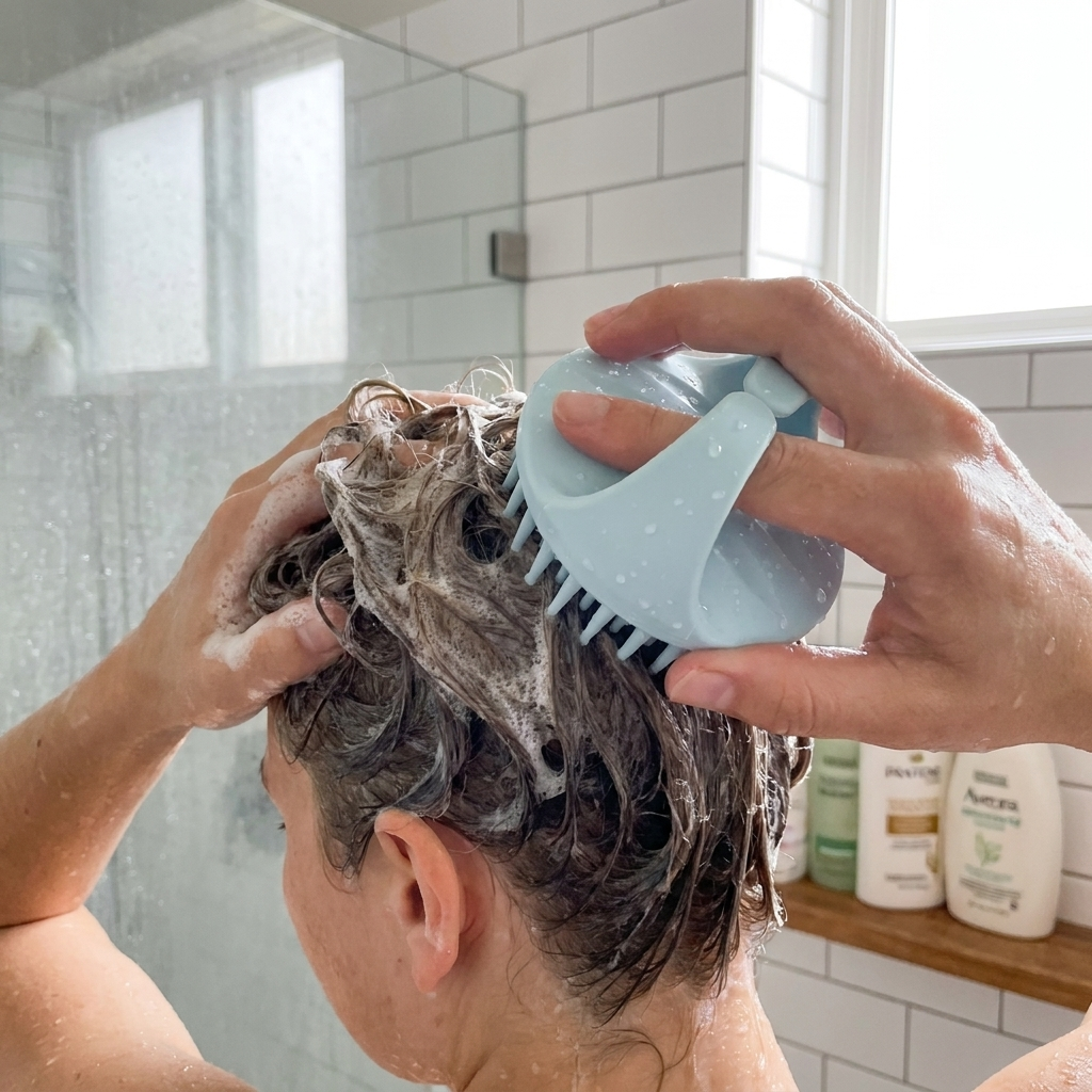 Silicone Scalp Massage Shampoo Brush lifestyle
